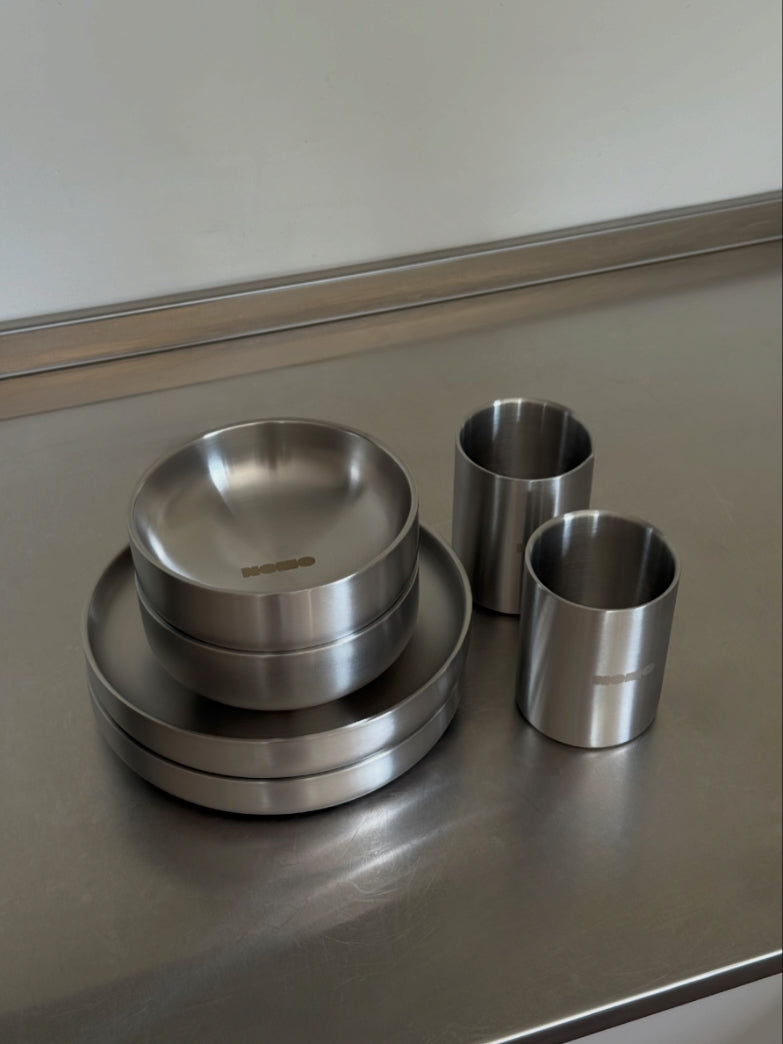 Pure Steel Bowl & Plate