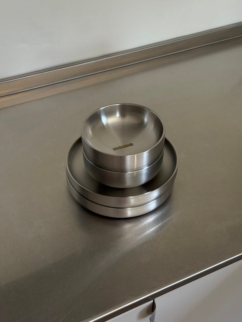 Pure Steel Bowl & Plate